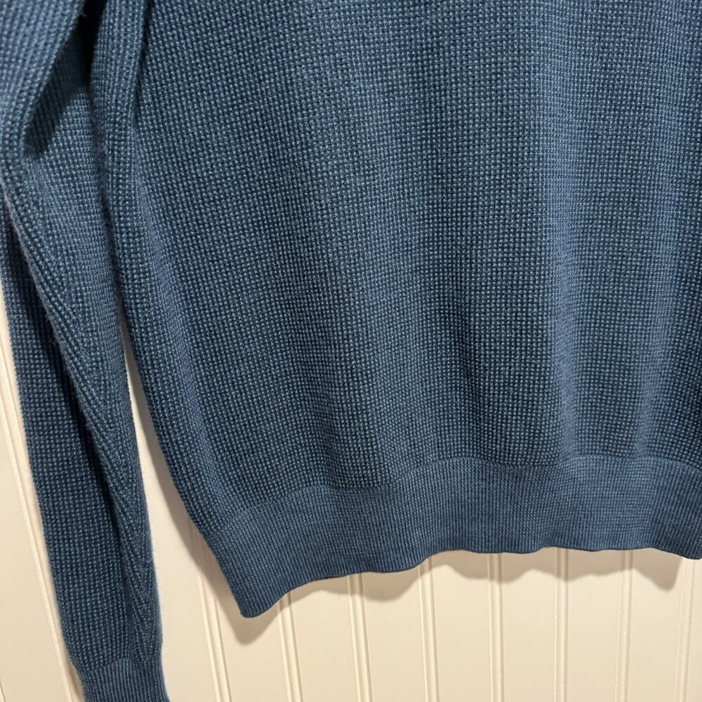 Turtleson Teal Blue Stretch Knit Sweater Extra Fine Merino Wool Mens Medium - Picture 2 of 5